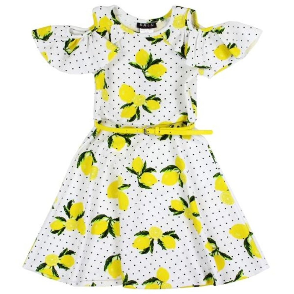 New Girls Polka Dot Lemon Summer Dress
